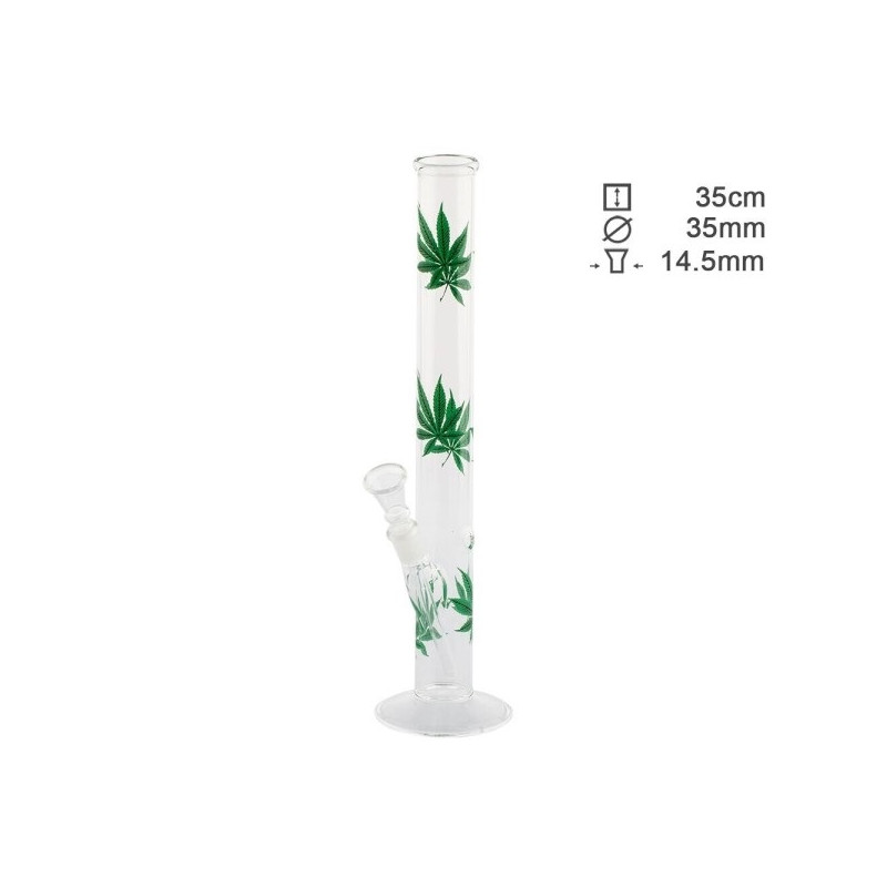 Glas Bong Cannabis Green 35cm