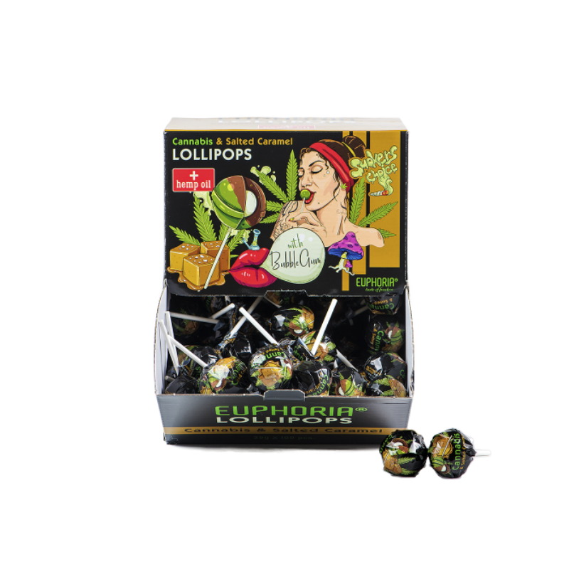 Cannabis Slikpind Salted Caramel Med Tygegummi Cannabis Slikpind Salted Caramel Med Tygegummi