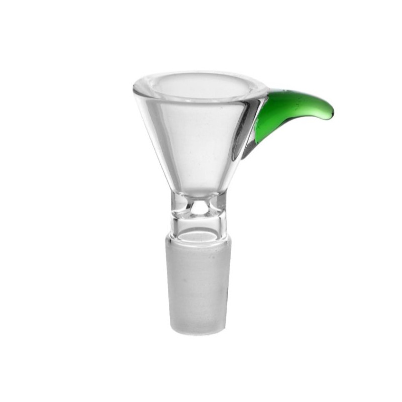 Bong Hoved Glas 14,5mm (Grønt Buet Greb) Bong Hoved Glas 14,5mm (Grønt Buet Greb)