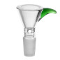 Bong Hoved Glas 14,5mm (Grønt Buet Greb) Bong Hoved Glas 14,5mm (Grønt Buet Greb)