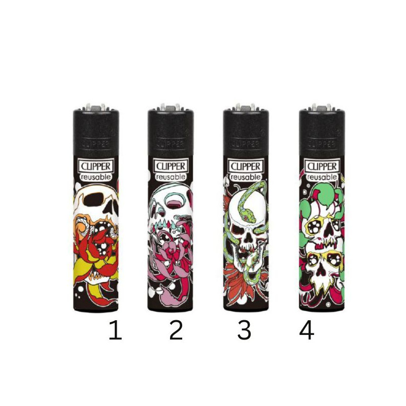 Classic Clipper Lighter Skulls N Flowers