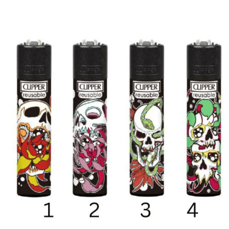 Classic Clipper Lighter Skulls N Flowers