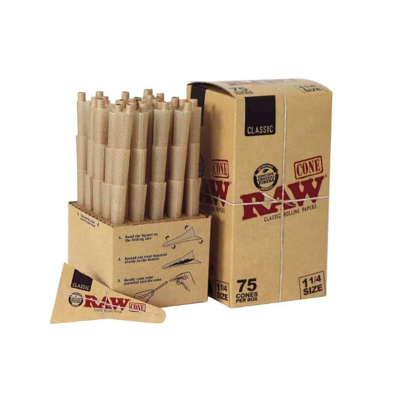 RAW Classic 1¼ Cones – 75 stk. Box