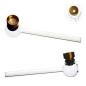 Glaspibe Klar med Metalhoved – 12 cm