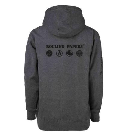 Rolling Papers Hoodie med Lynlås – Mørkegrå