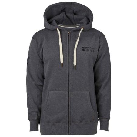 Mørkegrå Rolling Papers hoodie med lynlås og sort logo på brystet – billede 3