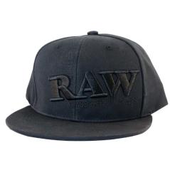 RAW Black Snapback – Flat Brim Cap