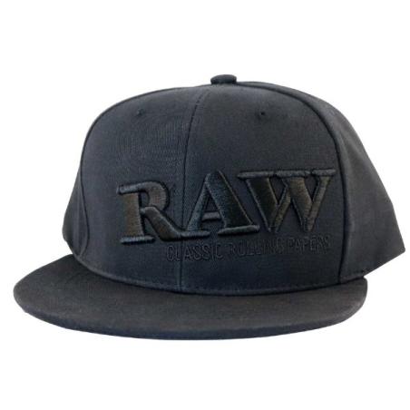 RAW Black Snapback – Flat Brim Cap
