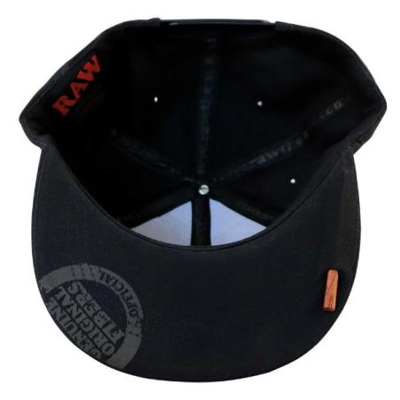 RAW Black Snapback – Flat Brim Cap