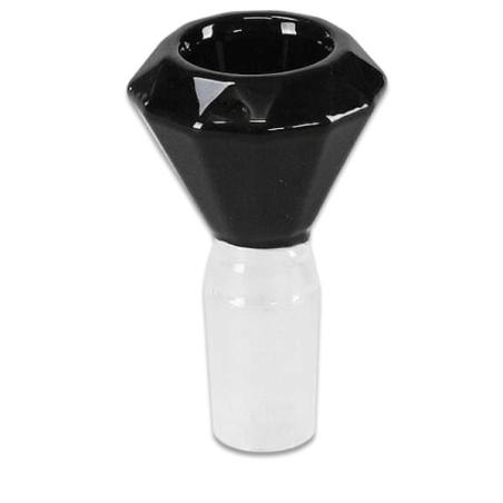 Diamantformet glashoved i transparent grønt glas med facetteret overdel og matteret glasstuds, til bong